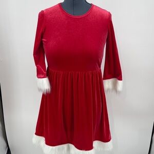 HOLIDAY TIME Red Velvet Kids Dress with White Fur Trim SIZE XXL/18 KIDS GIRLS